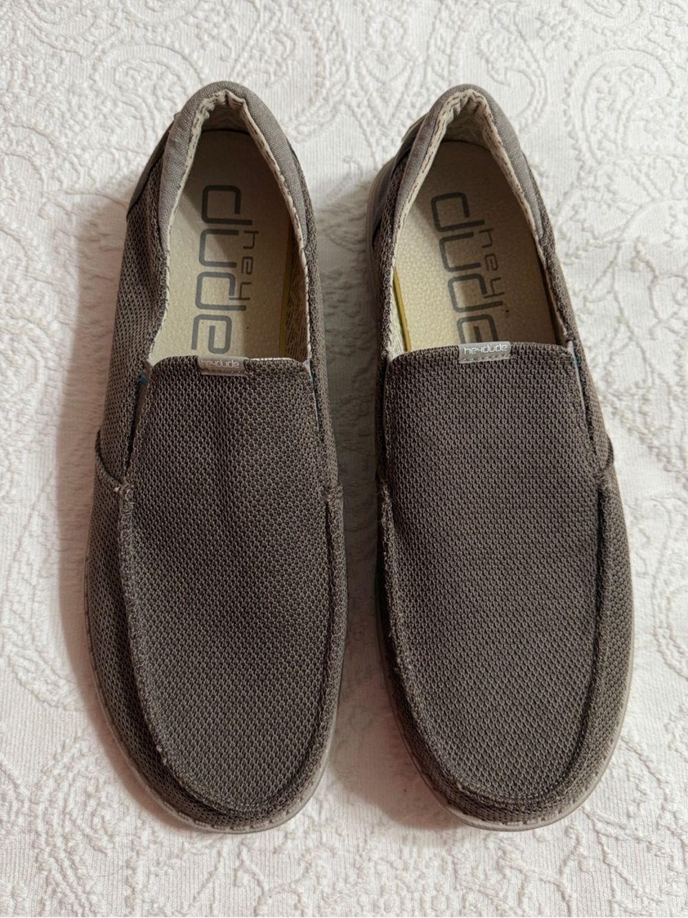 Hey Dude Size 15 Men Thad Sox Shitake Brown Canvas Slip-On Loafers
